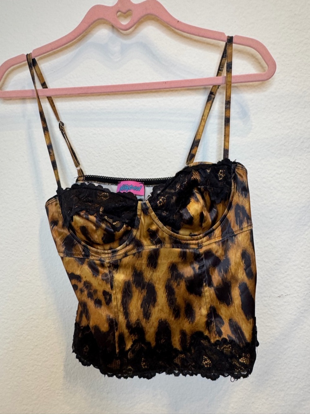 Edikted Leopard Satin Lace Bustier - Black & Gold - Picture 5 of 16